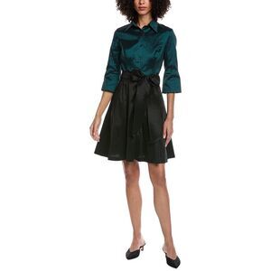 Rene Ruiz Womens  Color Block Shirtdress, Green